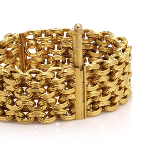 Four row rope chain bracelet in 22 carat yellow gold.