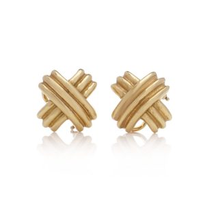 Tiffany & Co. Signature X Motif Clip-On Earrings In 18 Carat Yellow Gold