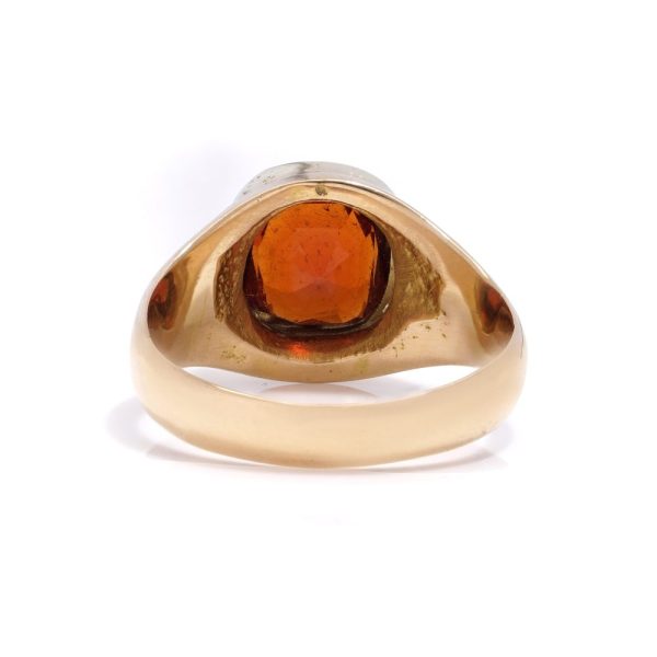 Hessonite garnet ring in yellow gold.