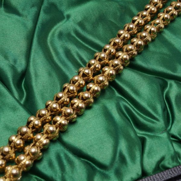 Georgian 20 carat yellow gold bead chain necklace.