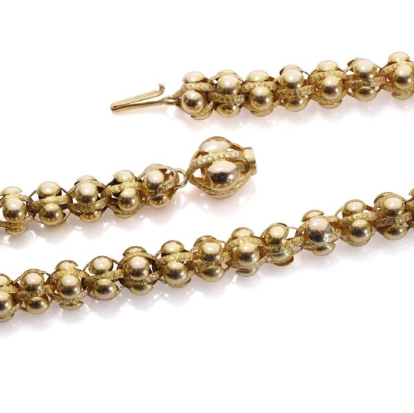 Georgian 20 carat yellow gold bead chain necklace.