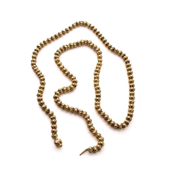 Georgian 20 carat yellow gold bead chain necklace.