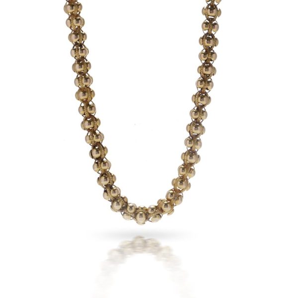 Georgian 20 carat yellow gold bead chain necklace.