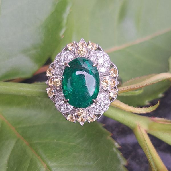 6.41 Carat No Oil Emerald and Diamond Ring, Mayfair