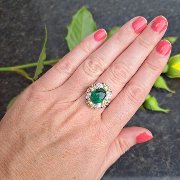 6.41 Carat No Oil Emerald and Diamond Ring, Mayfair