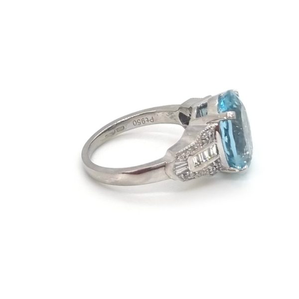 Aquamarine and Diamond Ring, Platinum, Brazil