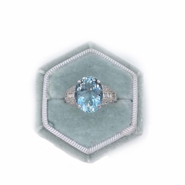 Aquamarine and Diamond Ring, Platinum, London