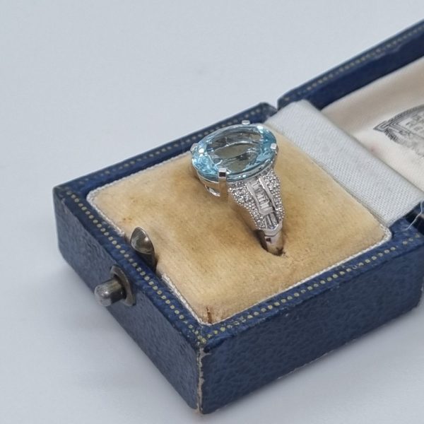 Aquamarine and Diamond Ring, Platinum, Mayfair