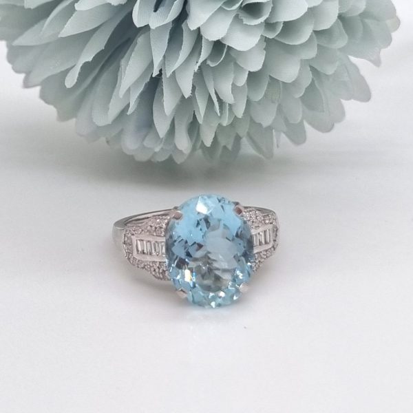 Aquamarine and Diamond Ring, Platinum, Brazil