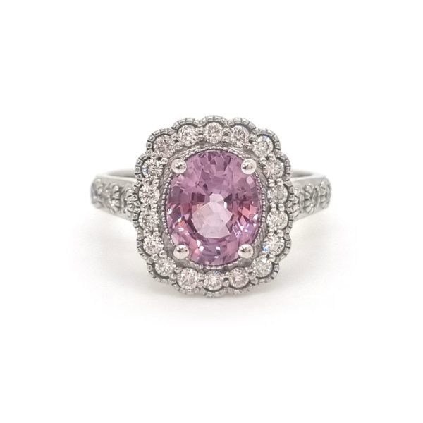 Spinel and diamond ring oval cut, pink