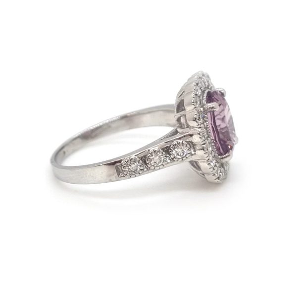 Spinel and diamond ring oval cut, pink