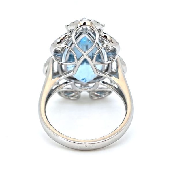 8.10ct Pear Cut Brazilian Aquamarine and Diamond Cluster Dress Ring in 18ct White Gold