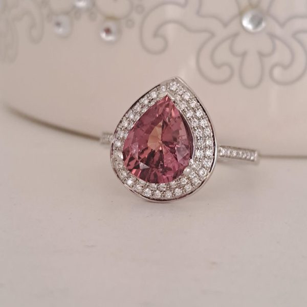 Padparadscha Sapphire and Diamond Ring, London