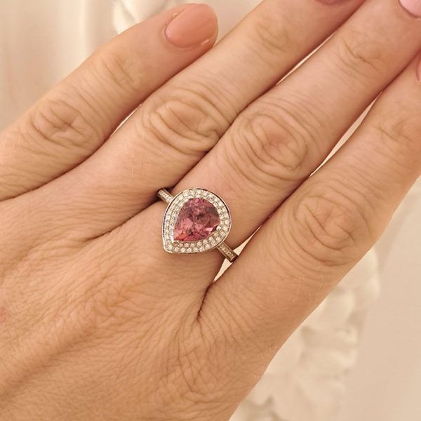 Padparadscha Sapphire and Diamond Ring, Untreated