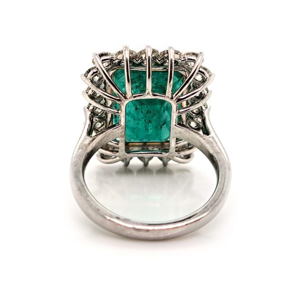 9.51ct Zambian Emerald and Diamond Cluster Cocktail Ring in Platinum