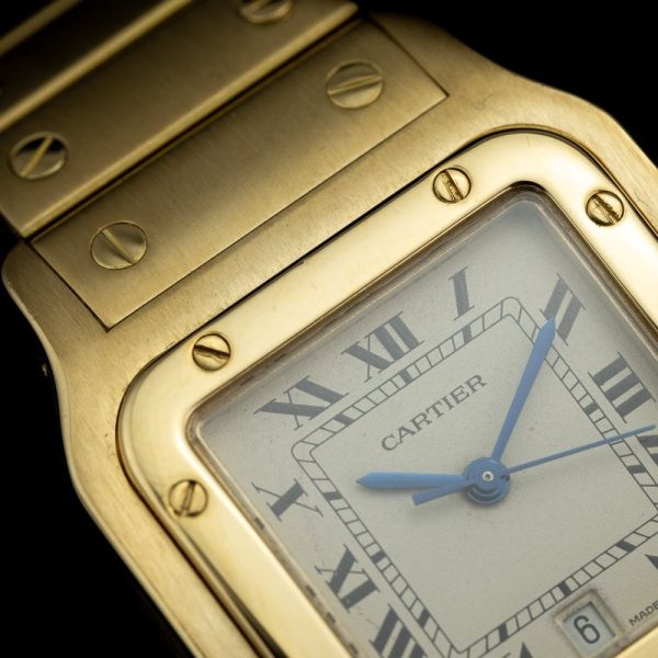 Cartier Santos Galbee 887901 Large Model 18ct Yellow Gold Watch with Cartier Red Pouch and Cartier Service, In like new condition and unworn since last service