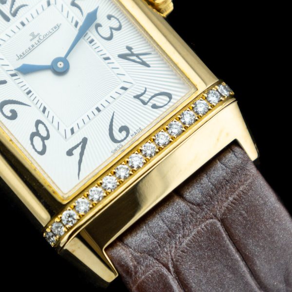 Jaeger-LeCoultre Ladies Reverso Duetto 269.1.54 with Diamonds 18ct yellow gold ladies Jaeger unworn vintage watch with original box, booklets and papers