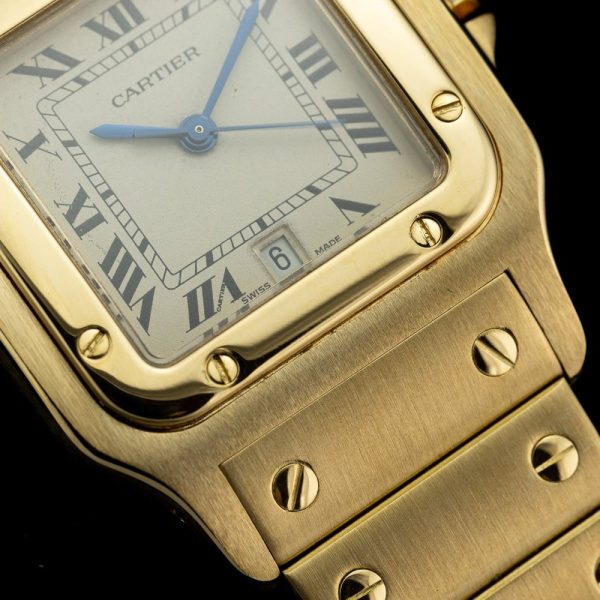 Cartier Santos Galbee 887901 Large Model 18ct Yellow Gold Watch with Cartier Red Pouch and Cartier Service, In like new condition and unworn since last service