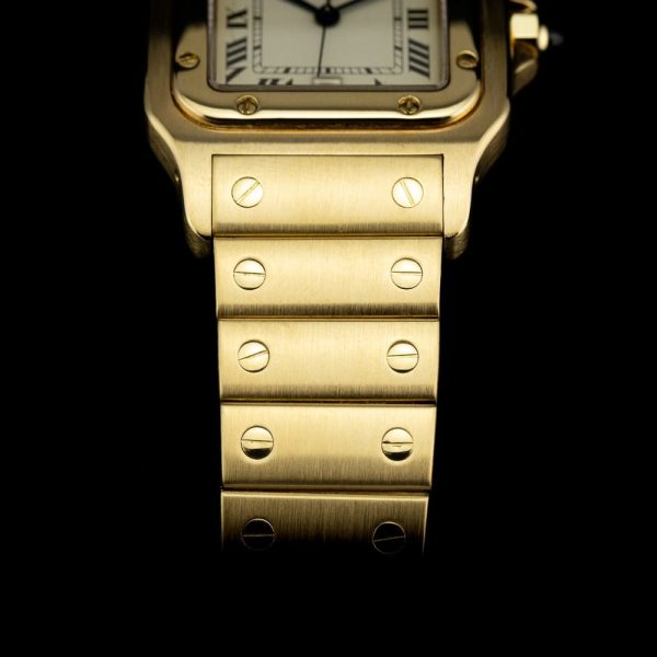 Cartier Santos Galbee 887901 Large Model 18ct Yellow Gold Watch with Cartier Red Pouch and Cartier Service, In like new condition and unworn since last service