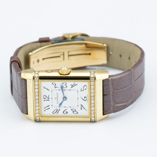 Jaeger-LeCoultre Ladies Reverso Duetto 269.1.54 with Diamonds 18ct yellow gold ladies Jaeger unworn vintage watch with original box, booklets and papers