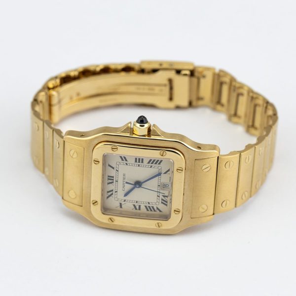 Cartier Santos Galbee 887901 Large Model 18ct Yellow Gold Watch with Cartier Red Pouch and Cartier Service, In like new condition and unworn since last service