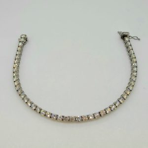 Diamond Line Bracelet in 18ct White Gold, 7.74 carats