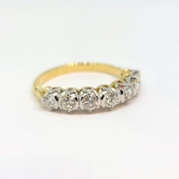 0.98ct Seven Stone Diamond Half Eternity Ring, set with 7 sparkling round brilliant-cut diamonds totalling 0.98 carats in 18ct yellow gold