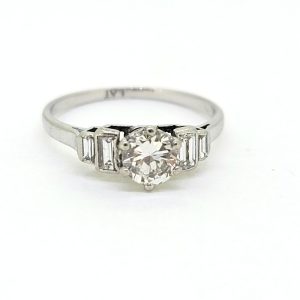 Art Deco 0.65ct Diamond Engagement Ring in Platinum