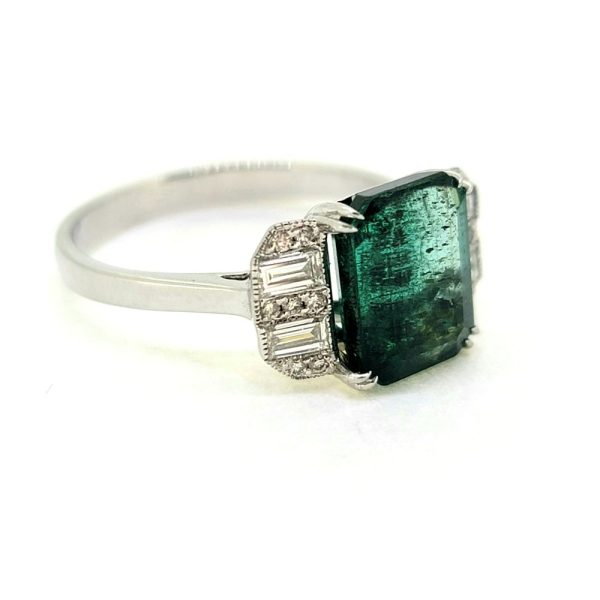 2.85ct Emerald and Diamond Engagement Ring in 18ct White Gold