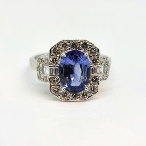 2ct Oval Sapphire and Diamond Cluster Ring