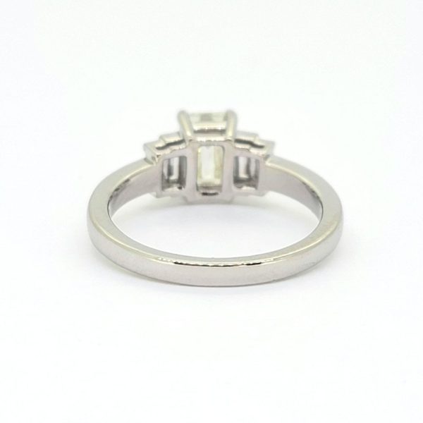 1.21ct Emerald Cut Diamond Engagement Ring with Baguette Sides in Platinum