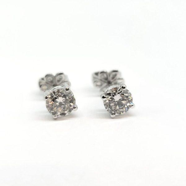 1.26ct Diamond Stud Earrings in 18ct White Gold, 1.26 carats, single stone diamond solitaires claw set and mounted in 18ct white gold