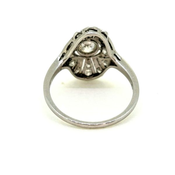 Art Deco Inspired Vintage 0.50ct Diamond Cluster Plaque Ring, central 0.50ct diamond set within a diamond studded pierced surround. Circa 1980s