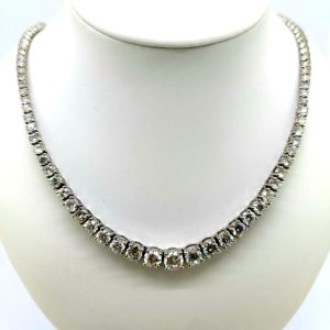 Graduated Diamond Line Necklace in 18ct Gold, 25.00 carat total