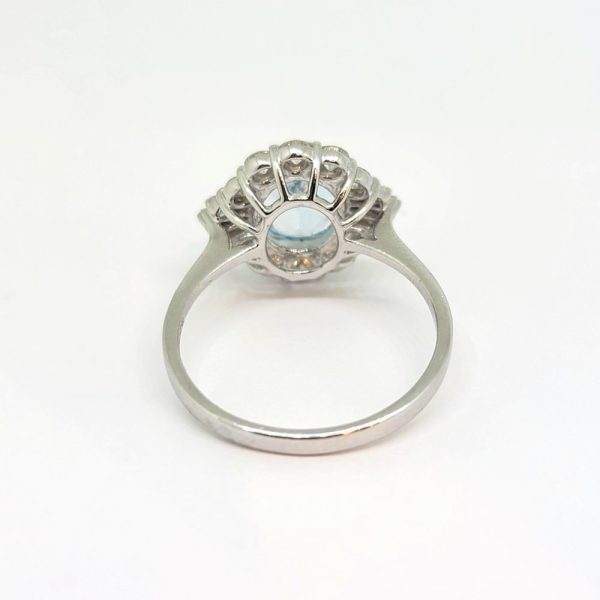 1.50ct Aquamarine and Diamond Cluster Engagement Ring, with 1ct brilliant and baguette cut diamond surround