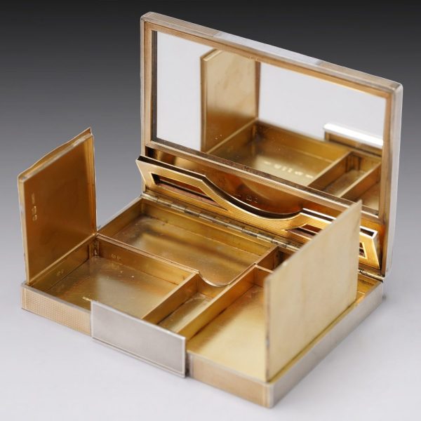 Asprey vintage silver gilt compact case. 