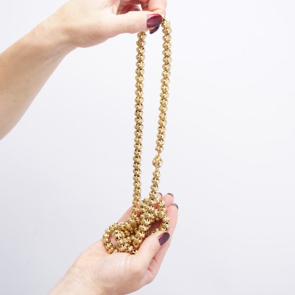 Georgian 20 carat yellow gold bead chain necklace.