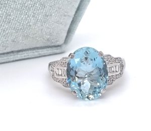 5.12 Carat Aquamarine and Diamond Ring, Platinum