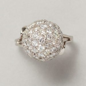 Vintage 2ct Diamond Bombe Cluster Cocktail Ring in Platinum