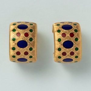 Buccellati Gold Clip Earrings with Enamel Dots