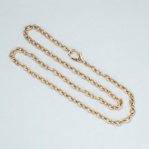 Vintage French 18ct Yellow Gold Oval Link Chain Necklace, 18ct yellow gold chain with large oval links, Made in France