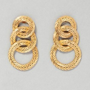 Vintage Italian 18ct Yellow Gold Graduating Woven Circa Dry Earrings