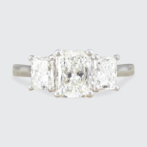 1.43 Carat Diamond Three Stone Engagement Ring In Platinum