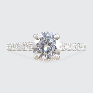 Diamond solitaire engagement ring in white gold.