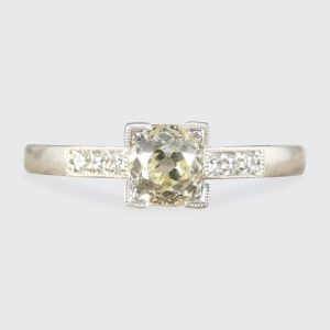 Old Cut Diamond Solitaire Engagement Ring In Platinum