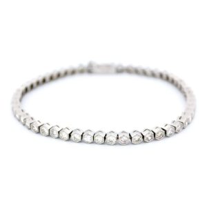 Diamond tennis bracelet in platinum.