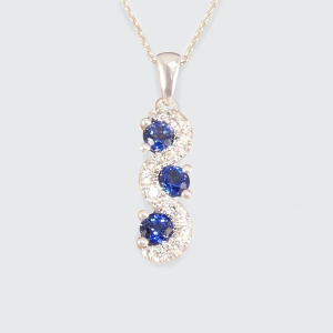 Ceylon Sapphire And Diamond ‘Lazy River” Drop Pendant Necklace In Platinum