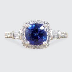 1.18 Carat Tanzanite And Diamond Cluster Ring In Platinum