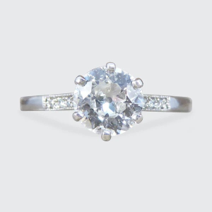 Old Cut Diamond Engagement Ring In Platinum