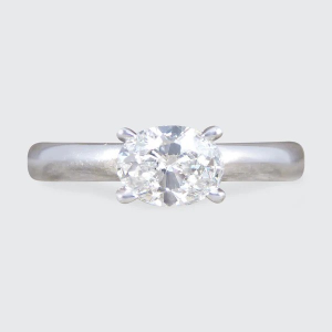 East-West Diamond Solitaire Ring In 18 Carat White Gold